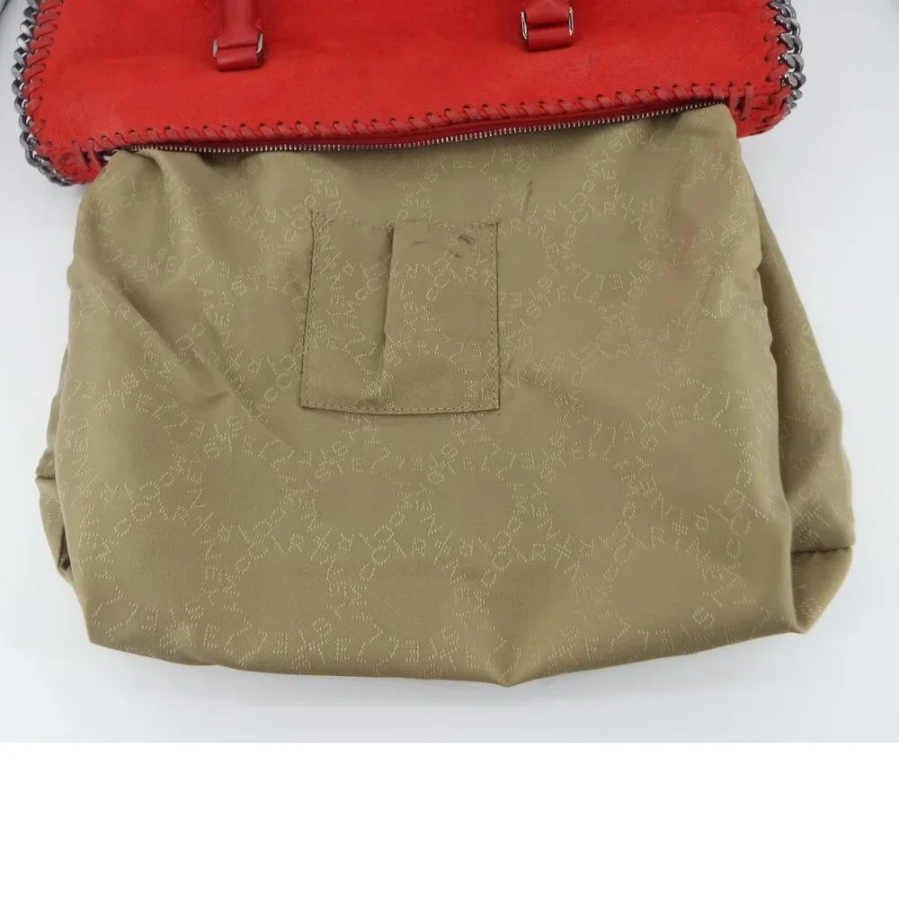 Stella McCartney Falabella Red Satchel Tote Bag Silver Tone Chain Trim Italy - Picture 13 of 14